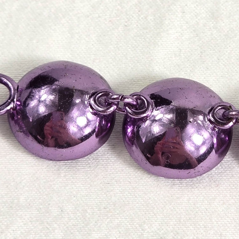 Juicy Couture Purple Gumdrop Round Crystal Pave Rhinestone‎ Toggle Bracelet 7" - Picture 11 of 16